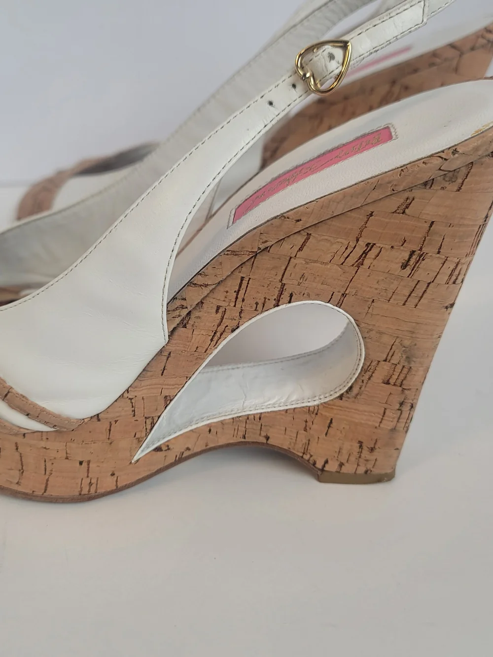 Betsey Johnson June Leather Cork Platform High Heel Wedge Sandals Cork Straps 10